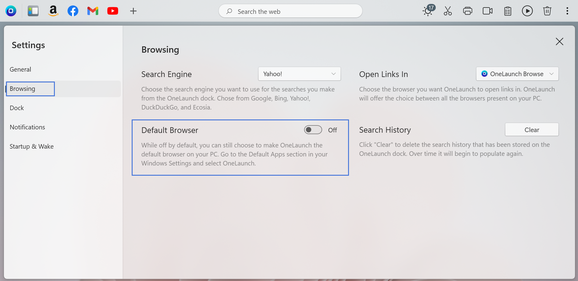 Setting the onelaunch browser as your default browser onelaunch